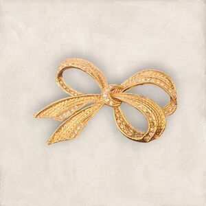 VTG. ROMAN CLEAR PAVE RHINESTONE GOLD TONE TIED RIBBON/BOlegant Gold Bow Brooch